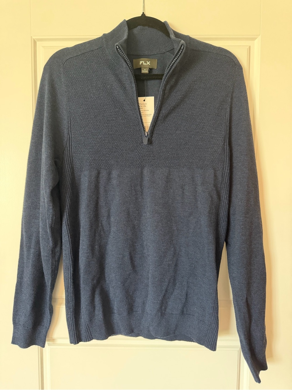 NWT Men’s Flx Blue Quarter-Zip Knit Sweater